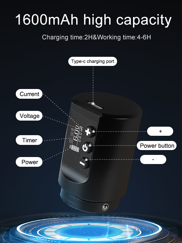 Stroke Adjustable Wireless Tattoo Pen Machine(2 batteries) 