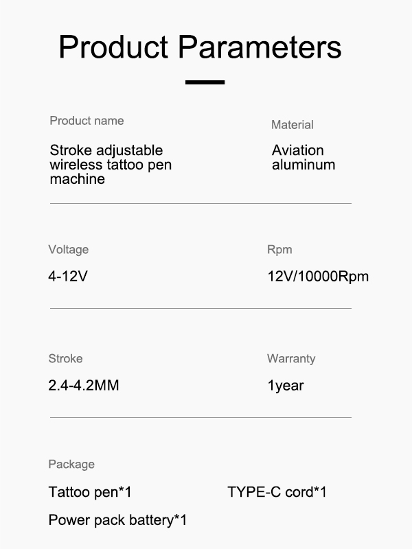 Stroke Adjustable Wireless Tattoo Pen Machine(2 batteries) 