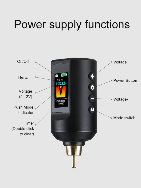 OLED Color Screen Wireless Tattoo Power Supply 