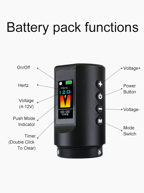 Color Screen Wireless Tattoo Pen Machine(2 batteries)