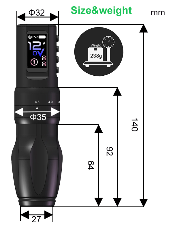 Color Screen Wireless Tattoo Pen Machine PRO(2 batteries)