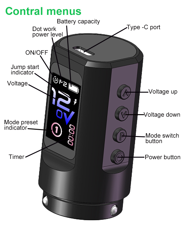 Color Screen Wireless Tattoo Pen Machine PRO(2 batteries)